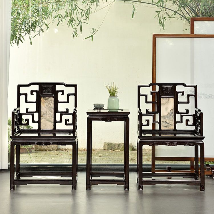 Indoor Deep Brown Dining Arm Chair Solid Wood Dining Chair for Home