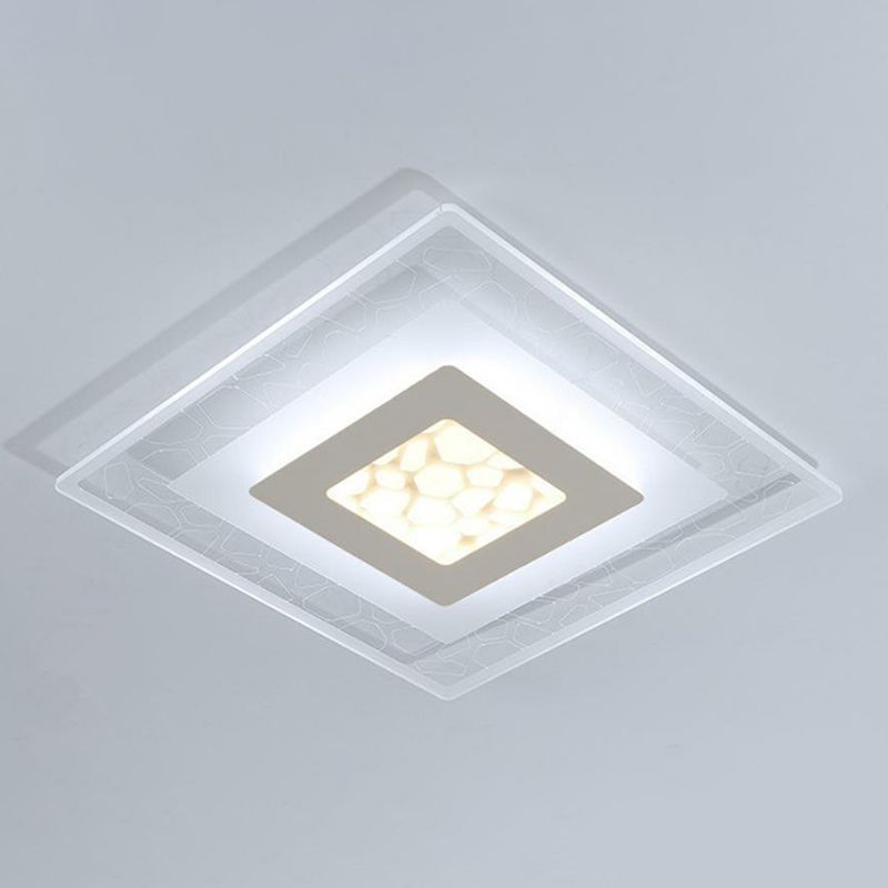 Plafonnier LED carré en acrylique transparent de Style moderne, luminaire de plafond pour chambre à coucher