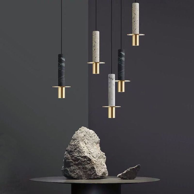 Simplicity Style Hanging Pendant Light Cylinder Pendant Lighting Fixture with Stone Shade