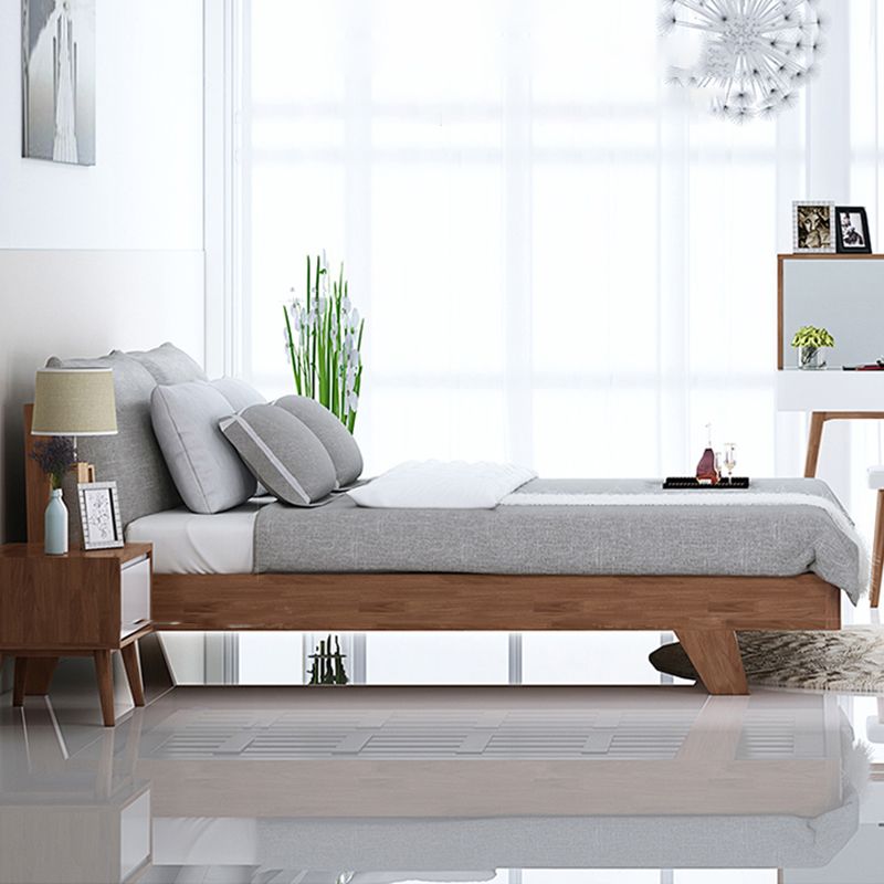 Contemporary Wood Panel Standard Bed with Rectangular Headboard