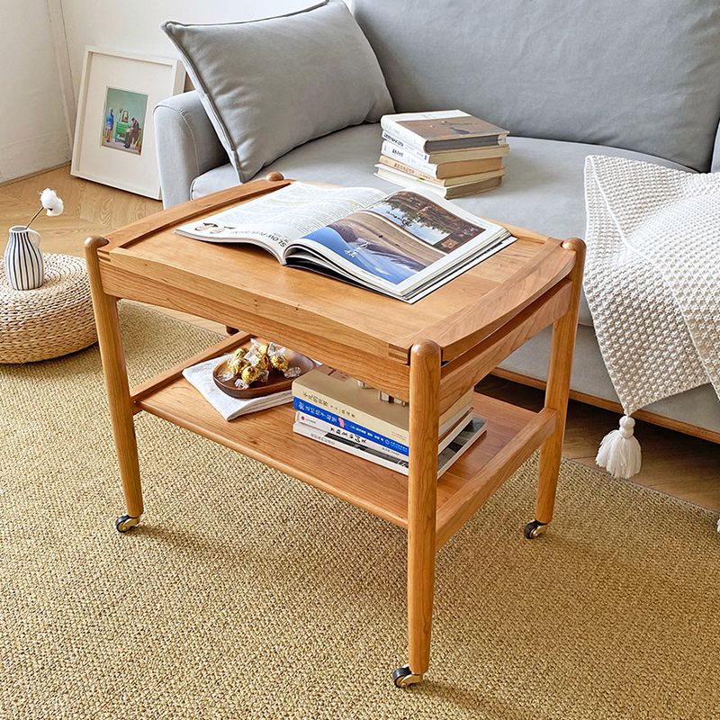 Modern Rectangular End Table Double Tier Corner Table with Storage