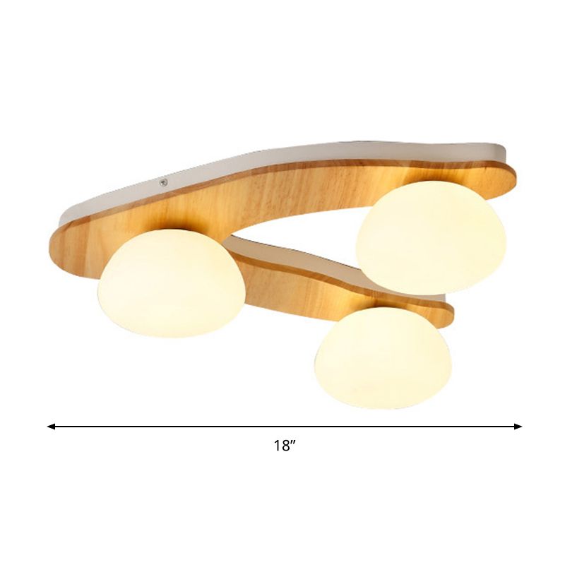 Nordic Stylish Oval Ceiling Mount Light Milk Glass Wood Ceiling Fixture for Study Room