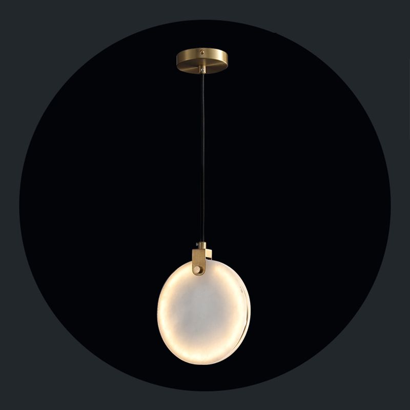 1 Light Round pendant light with Shone Shade Simplicity Hanging Light in White