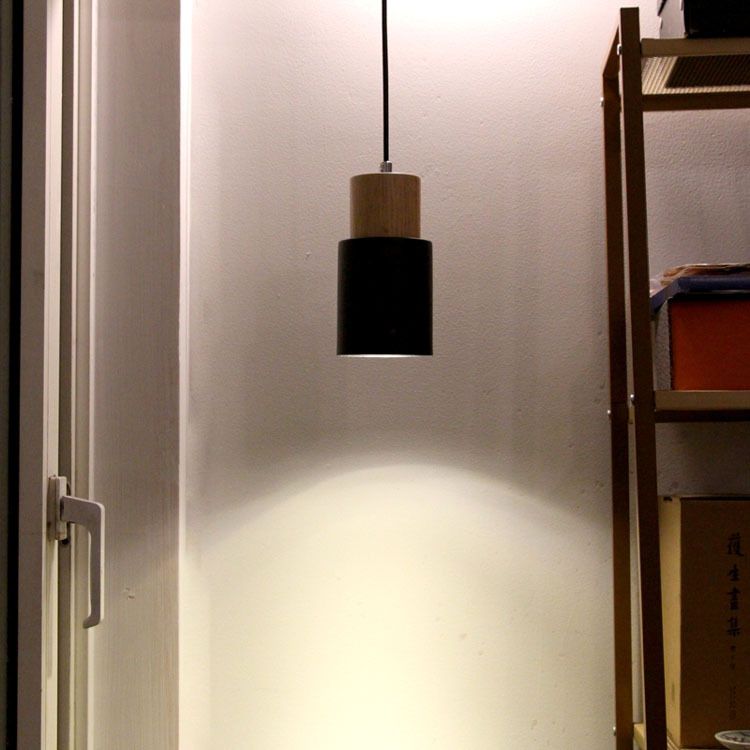 Cylindrical Mini Pendant Light Fixture Nordic Metal Single Hallway Hanging Light