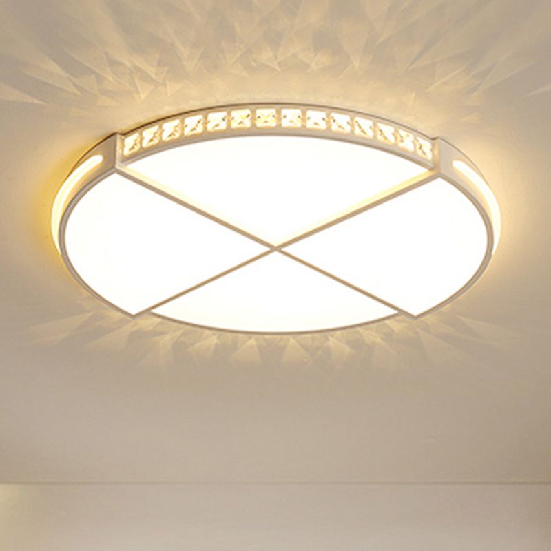 16.5"/20.5" W LED Flush Mount Lamp Simple Round Acrylic Flush Ceiling Light Fixture in White for Bedroom, Warm/White Light
