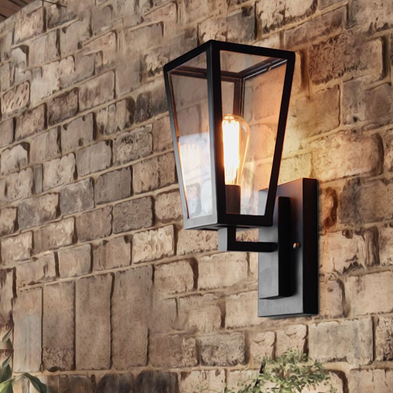 Trapezoid Wall Mounted Light Fixture Wall Light Lamp Sconce Glass 1-Light Lighting Sconce in Black
