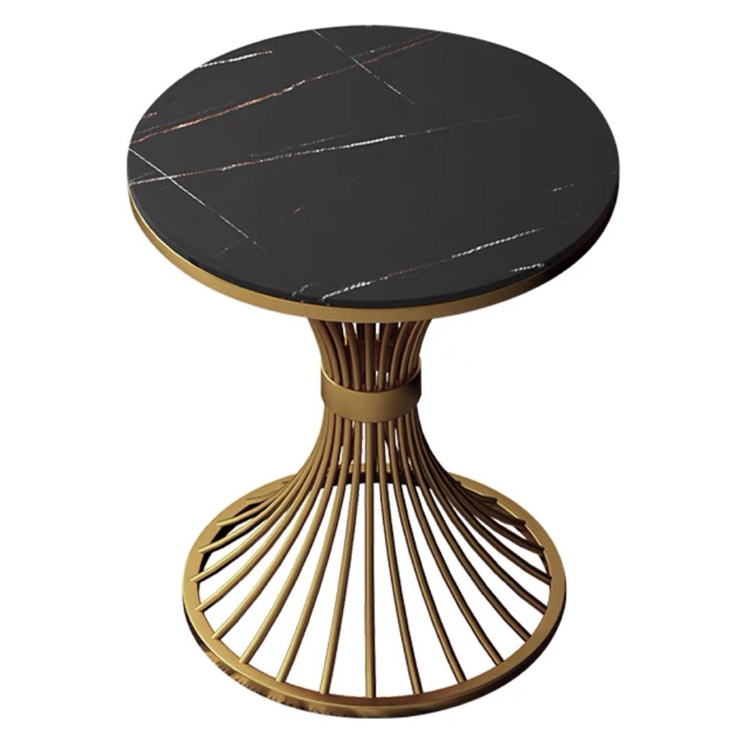 Pedestal Glam Style Dining Table Two-Color Fixed Table of Sintered Stone