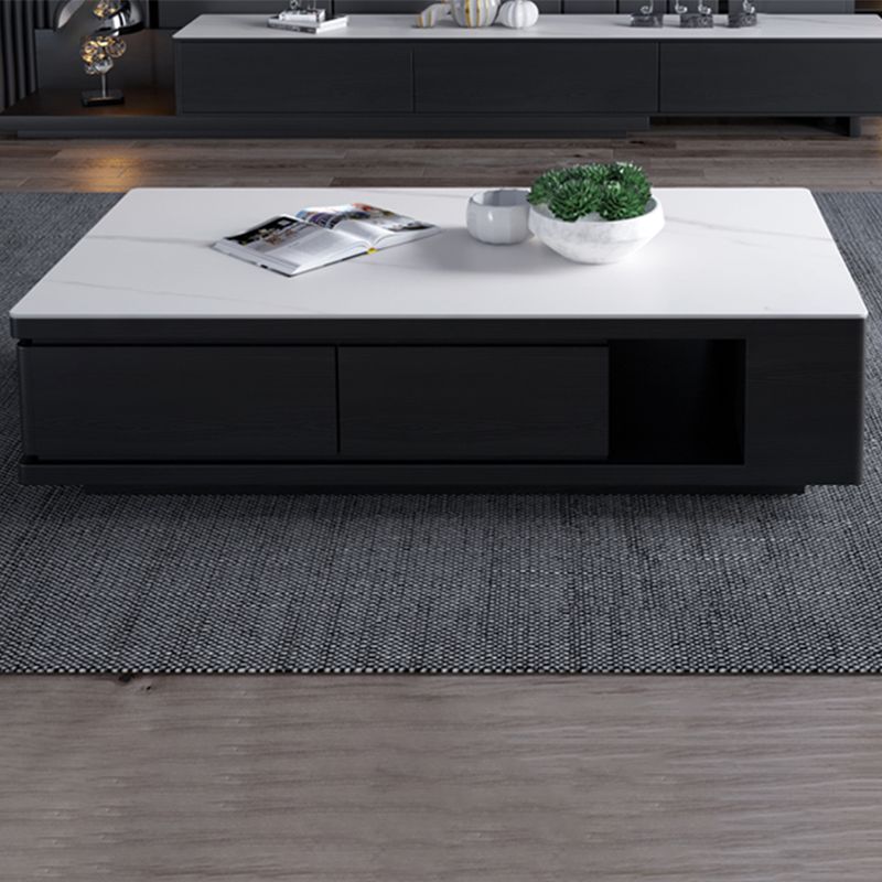 15"H Contemporary Cocktail Table Storage Rectangle Coffee Table