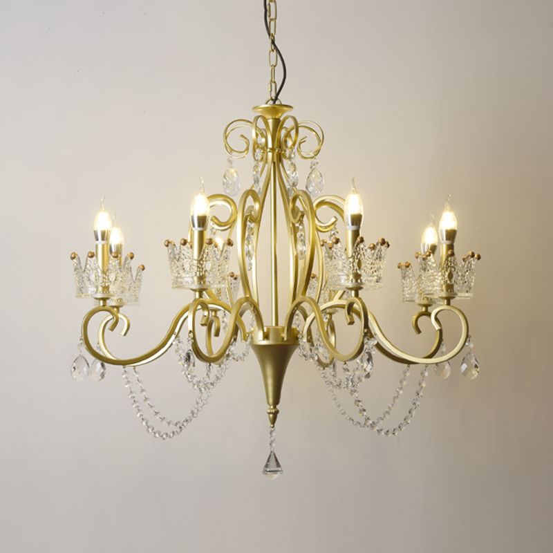 Candelabra Metall Deckenbeleuchtung Vintage Wohnzimmer Kronleuchterleuchte mit Kristallkronendekoration