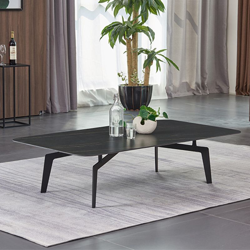 Modern Style Black Marble & SLATE Top Black Metal Base Rectangular & Square Coffee Table