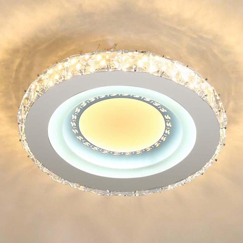 Encerclez la LED à la forme Mount Modern Crystal Stainless-Steel Flushmount Ceiling Light