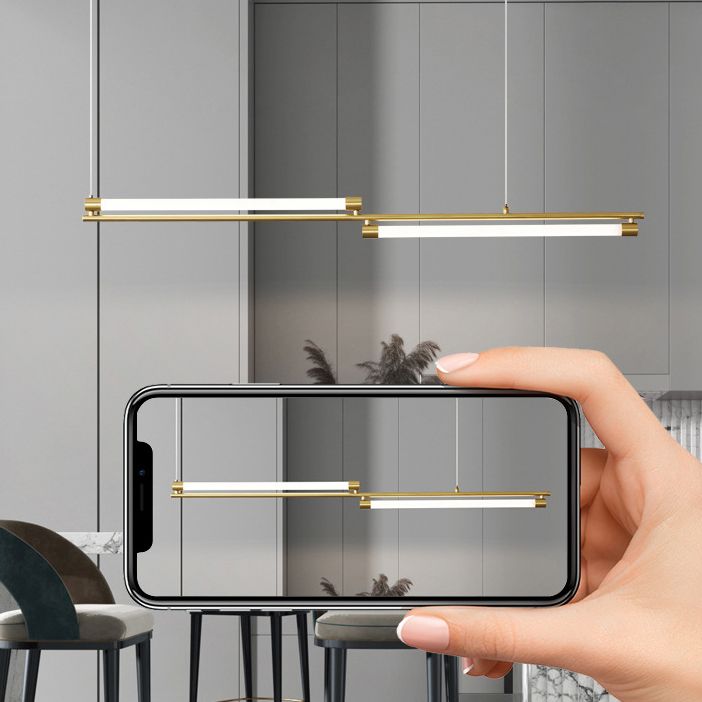 Brass LED Hanging Lamps Minimalism Island Light Fixture for Dining Room
