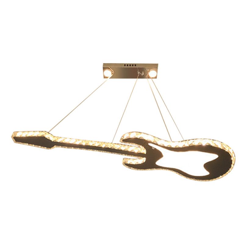 Modern Luxurious LED Island Pendant Lighting Guitar Crystal Decoration Island Ceiling Light for Living Room