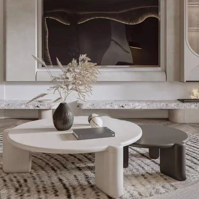 White Goose/black Oak Round Coffee Table with 3 legs Base Cocktail Table