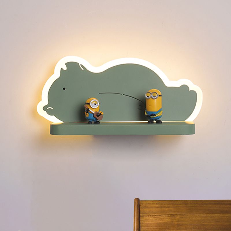 Acryl olifant/vliegtuig/kalebas lampje lichte cartoon led wand gemonteerde lamp met opbergdesk in tin/geel/blauw, wit/warm licht