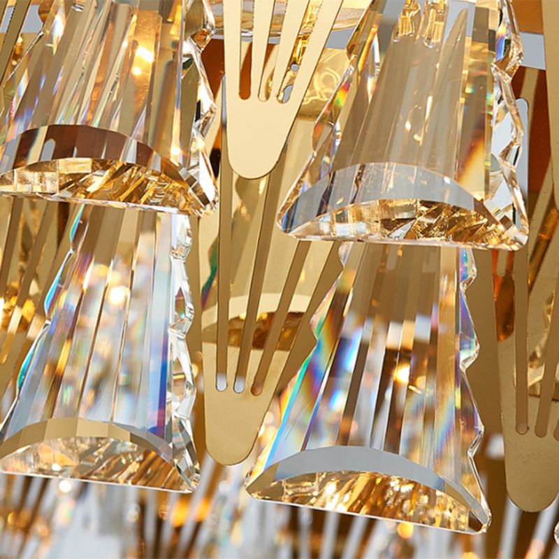 Oval Dining Room Chandelier Lighting Traditional Triangle Crystal 12 Heads Gold Hanging Lamp