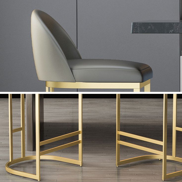 Scandinavian Bar and Counter Stool Low Back Stool with Gold Pedestal Base