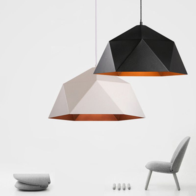 Ombre hexagonale à la baisse du pendentif Simplicité Style Pendre en métal Éclairage de pendentif en métal