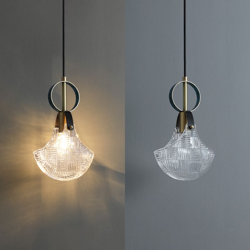 Small Crystal Glass Drop Lamp Postmodernism LED Suspension Light Fixture for Bedroom