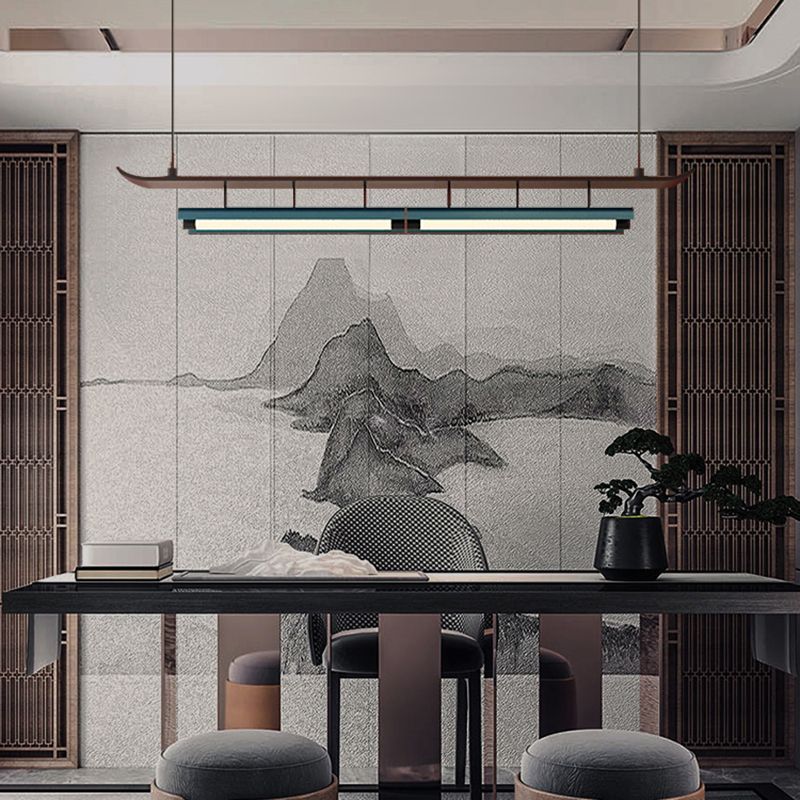 Holz linearer Deckenheize chinesische moderne Inselbeleuchtung für Bar