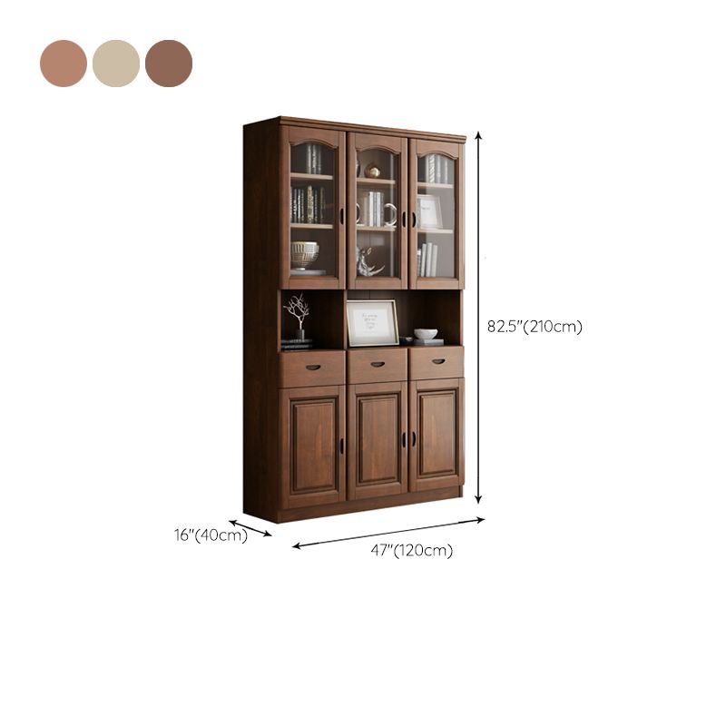 Grooves Handle Storage Cabinet Solid Wood Cabinet with Drawer