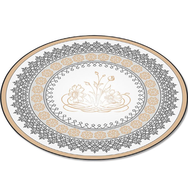 Boho Living Room Rug Multi-Color Flower Print Carpet Synthetics Stain Resistant Non-Slip Pet Friendly Area Rug