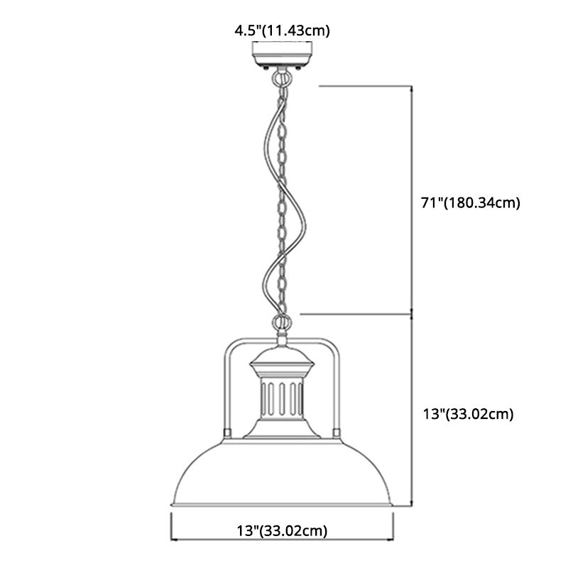 13 Inches Wide Industrial Style Dome Hanging Light Retro Wrought Iron Cafe Shop Lighting Pendants in Black