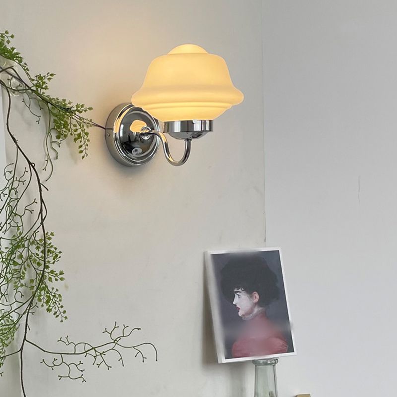 Glass Geometric Wall Sconces Industrial Style 1 Light Wall Mounted Lamps in White