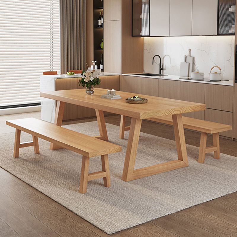 Modern Dining Set 1/3/4/5/6/7 Pcs Solid Wood Dining Table and Chairs in Natural