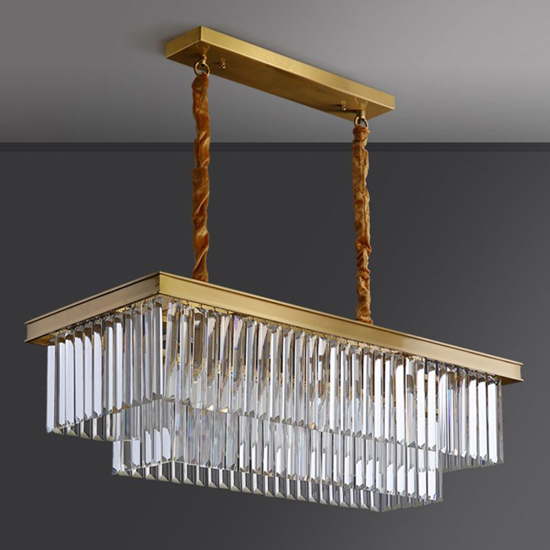 Modern Style Square Shape Island Pendants Crystal Pendant Lights for Living Room