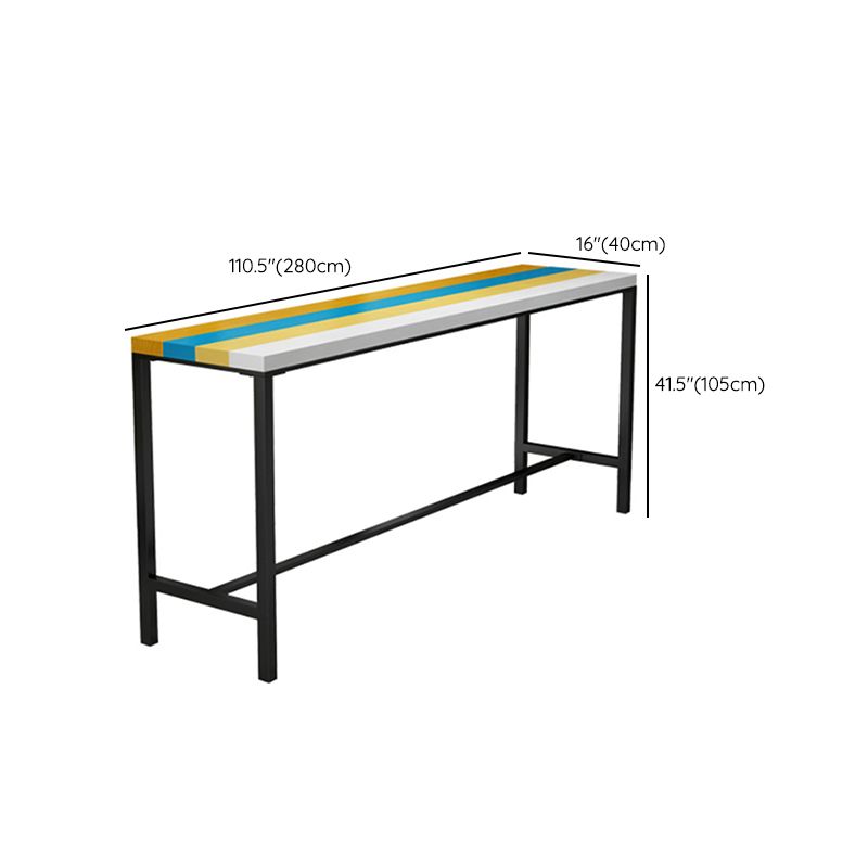 Modern 1/5 Pieces Bar Table Set Rectangle Wood Counter Table with High Stools for Cafe
