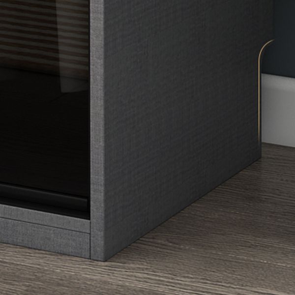 Glass and Wood Wardrobe Cabinet with Drawer Grey Wardrobe Closet