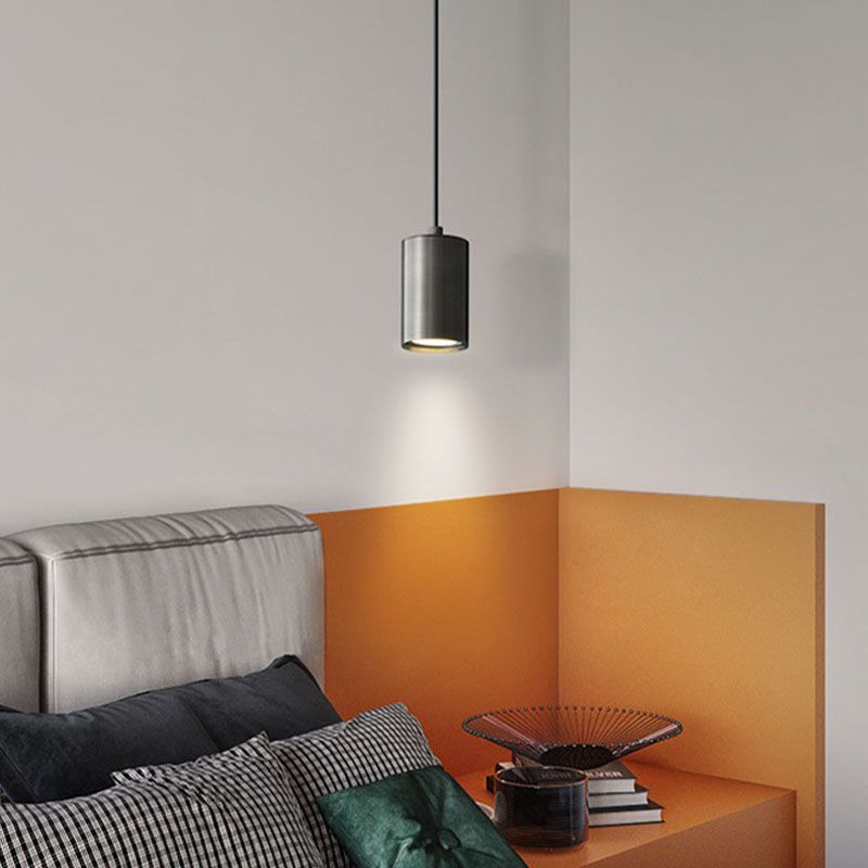 Minimalist Cylinder Hanging Lamp, Modern Metal Pendant Light for Bedroom