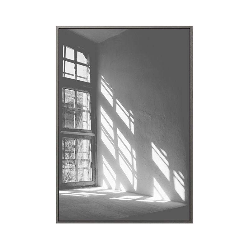 Grey Sunlight Shadow Canvas Print Still Life Minimalist Textured Wall Art for Room