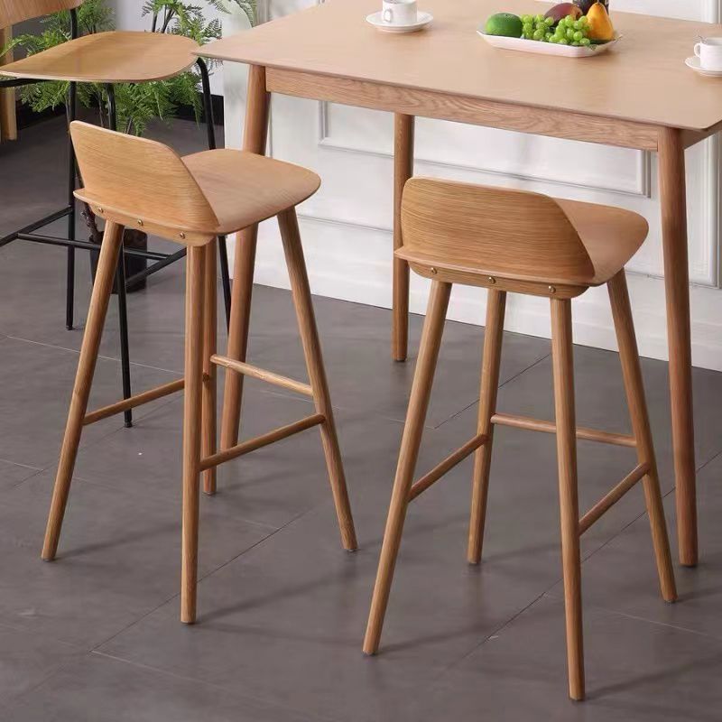 Contemporary Indoor Solid Wood Bar Stool Low Back Armless Stool