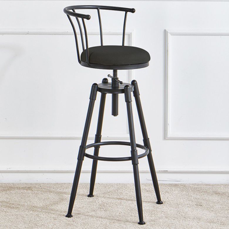 Industrial Backrest Metal Bar Stool Round Furniture in Matte Finish for Home