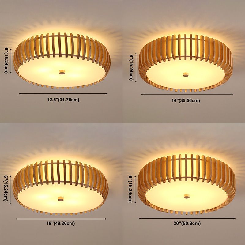 Drum Flush Mount Lighting Fixture Asian 1-Light Flushmount Ceiling Lamp with Acrylic Shade