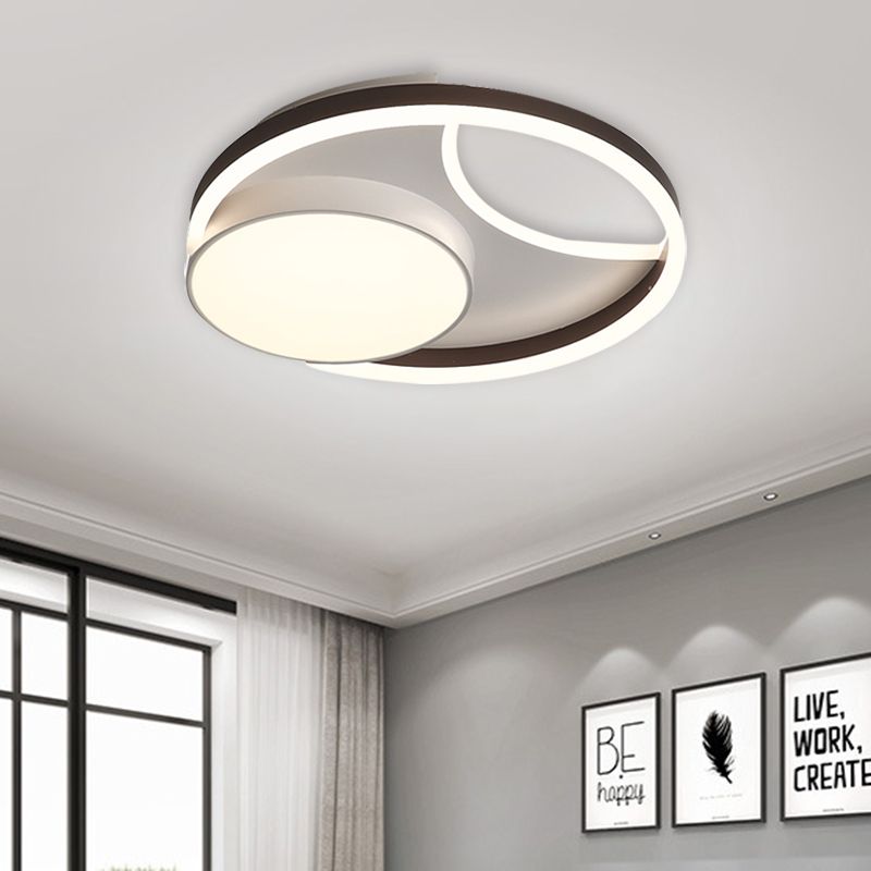 Metallic Round Flushmount Lighting Minimalist LED Ceiling Mounted Fixture in Coffee for Bedroom, 16.5"/20.5" Wide