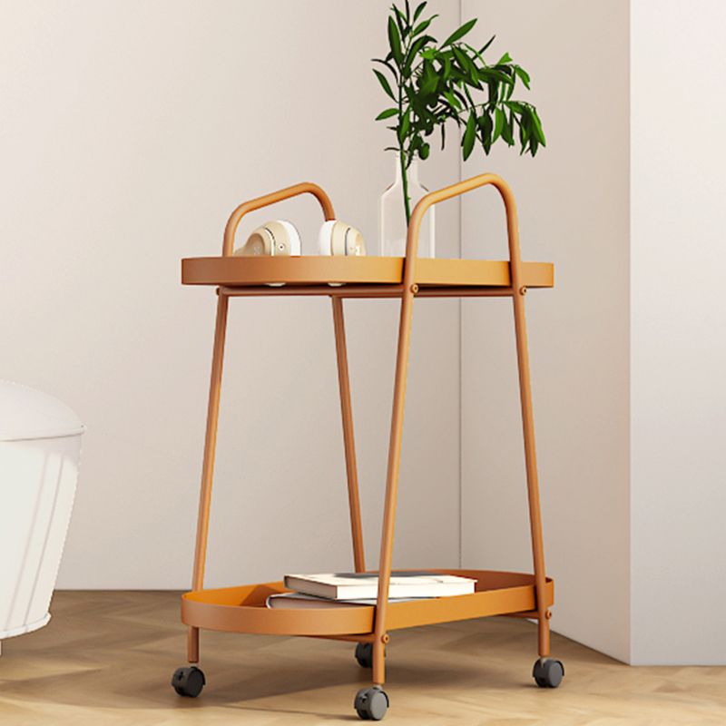 Mid-Century Metal End Side Table Oval 2-Tier Corner Table with Storage