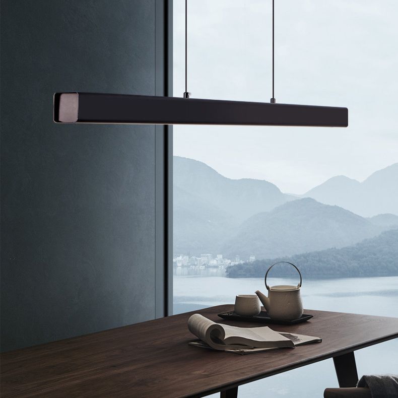 Contemporary LED Island Pendant Light Linear Hanging Island Light with Metal Shade