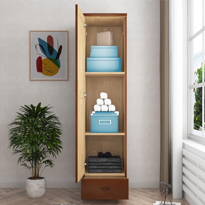 74.8"H Traditional Rubberwood Storage Cabinet with Garment Rod Matte Finish Cabinet