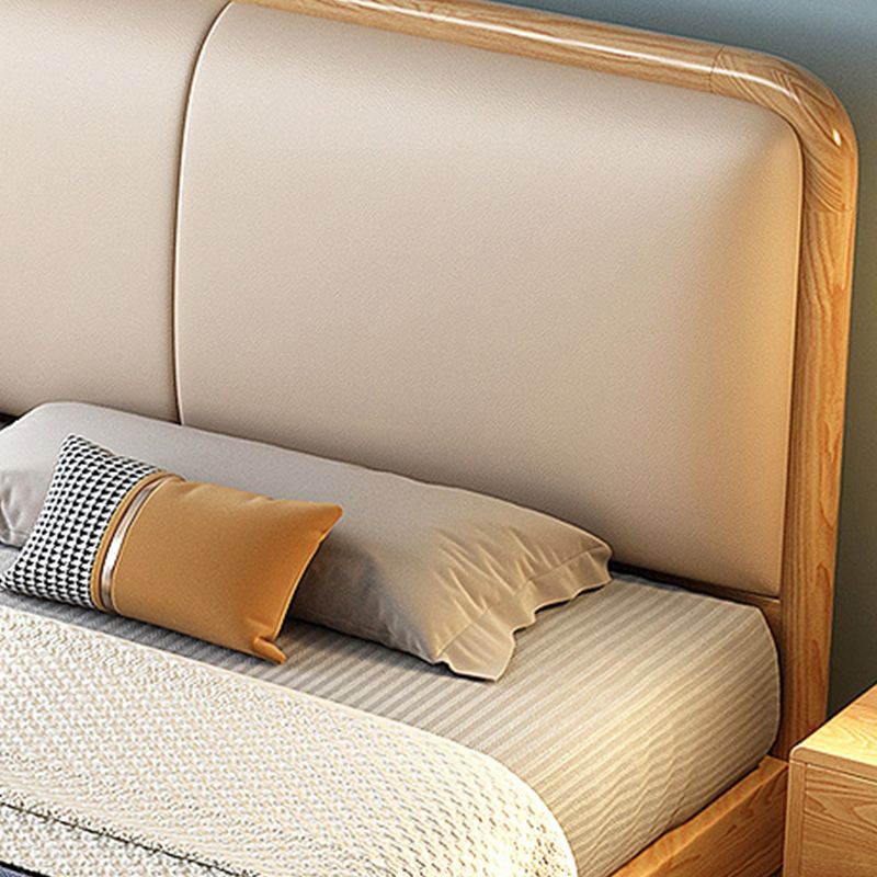 Scandinavian Ash Panel Bed Natural Upholstered Bed Frame with Mattress