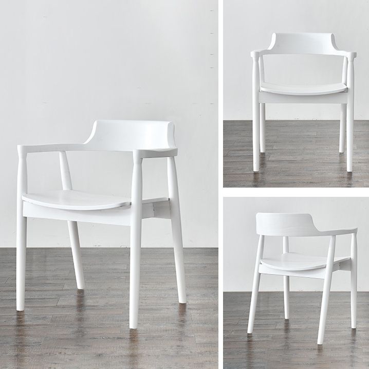 Modern Style Wooden Matte Finish Dining Arm Chair Open Back Arm Chair for Home Use