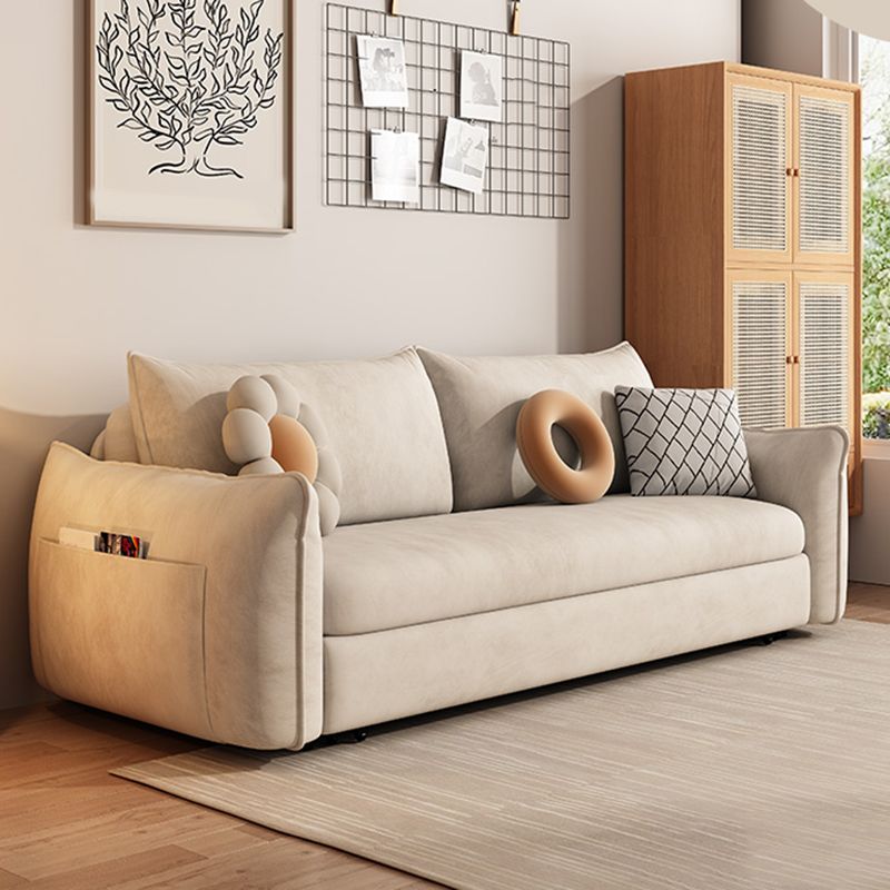 Scandinavian Futon Sleeper Sofa Bed White Convertible Sofa for Living Room