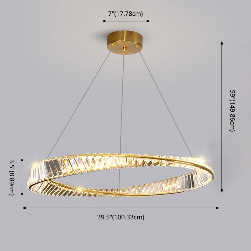 Twist Circular Carousel LED Pendant Lamp Modern Minimalist Prismatic Crystal Living Room Hanging Ceiling Light