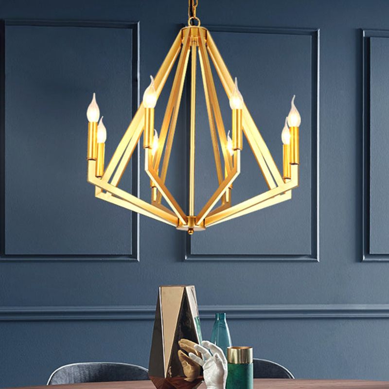 Lampada il lampadario oro a 8 luci lampada da lampada tradizionale geometrica in metallo lampada a sospensione per soggiorno