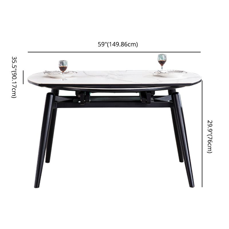 Contemporary Sintered Stone Top Dining Furniture 4 Black Legs Table Collapsible for Kitchen