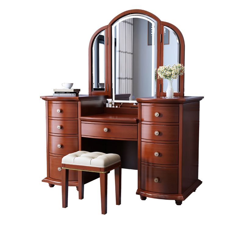 Contemporary Vanity Table and Stool Set 9 Drawers Makeup Vanity Desk