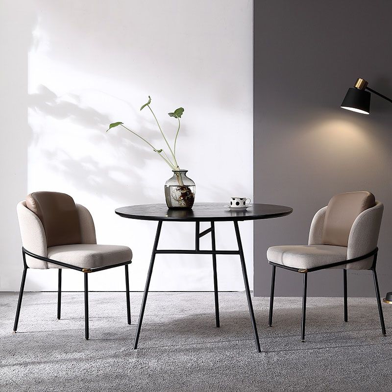 Round Wood Dining Table with Padded Chairs 1/2/3 Pieces Black Dinette Set for Home