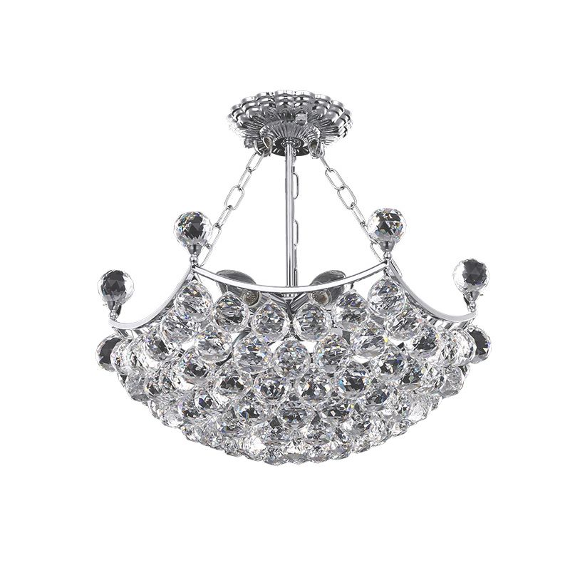 Chrome Dome Chandelier Light Contemporary 12 Lights Faceted Crystal Ball Ceiling Light for Dining Room